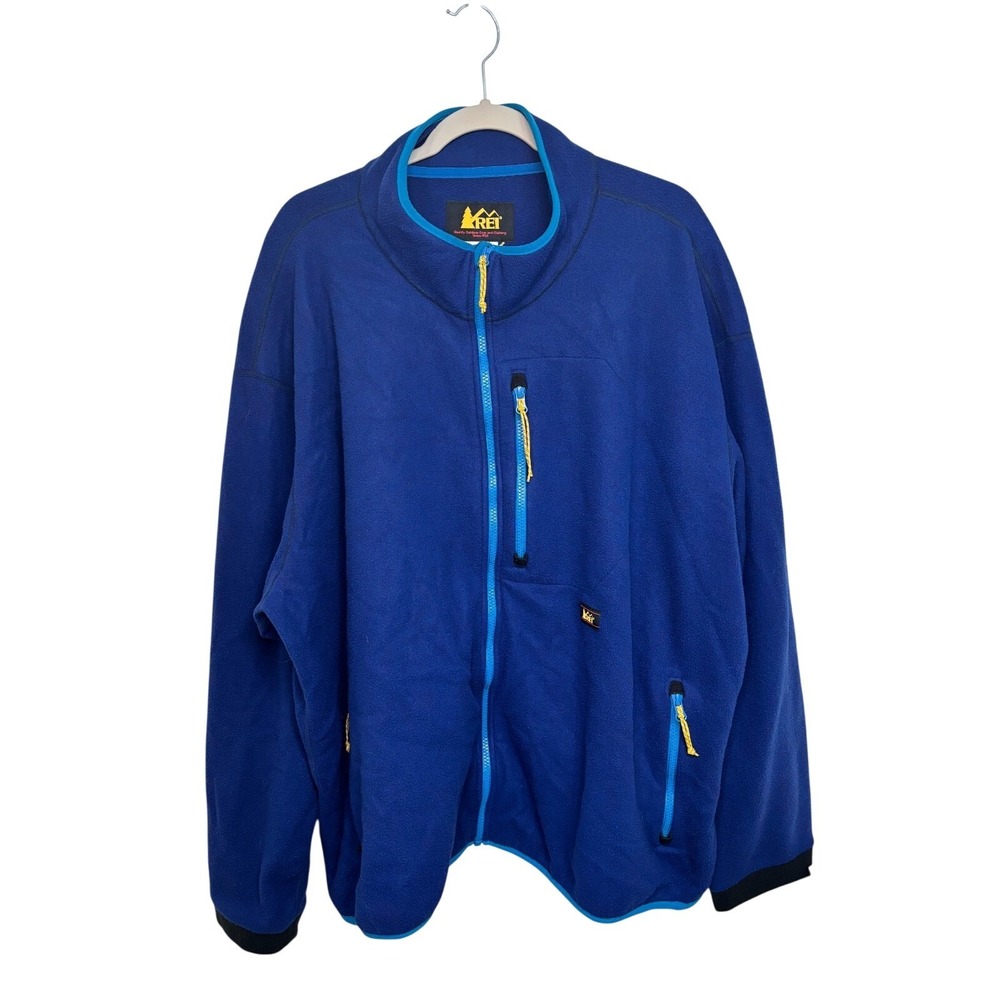 REI Co-Op Trailsmith Fleece Jacket Polartec Men's 3XL Full Zip Blue Mock Neck